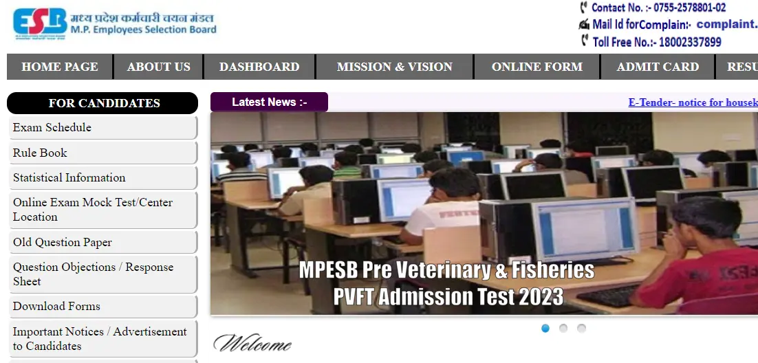 MPESB Pre Veterinary & Fisheries PVFT Admission Test 2023