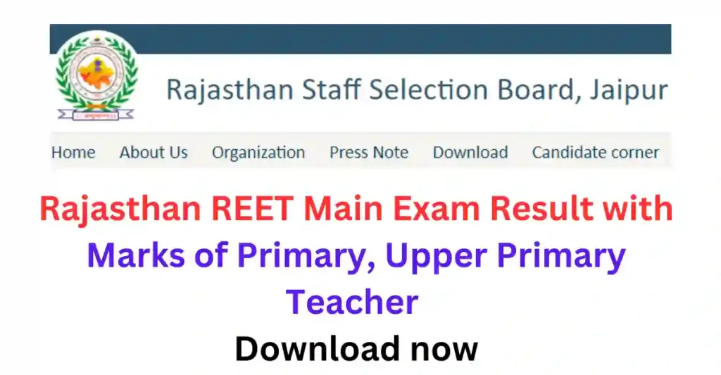 Rajasthan REET Main Exam Result with Marks of Primary, Upper Primary Teacher