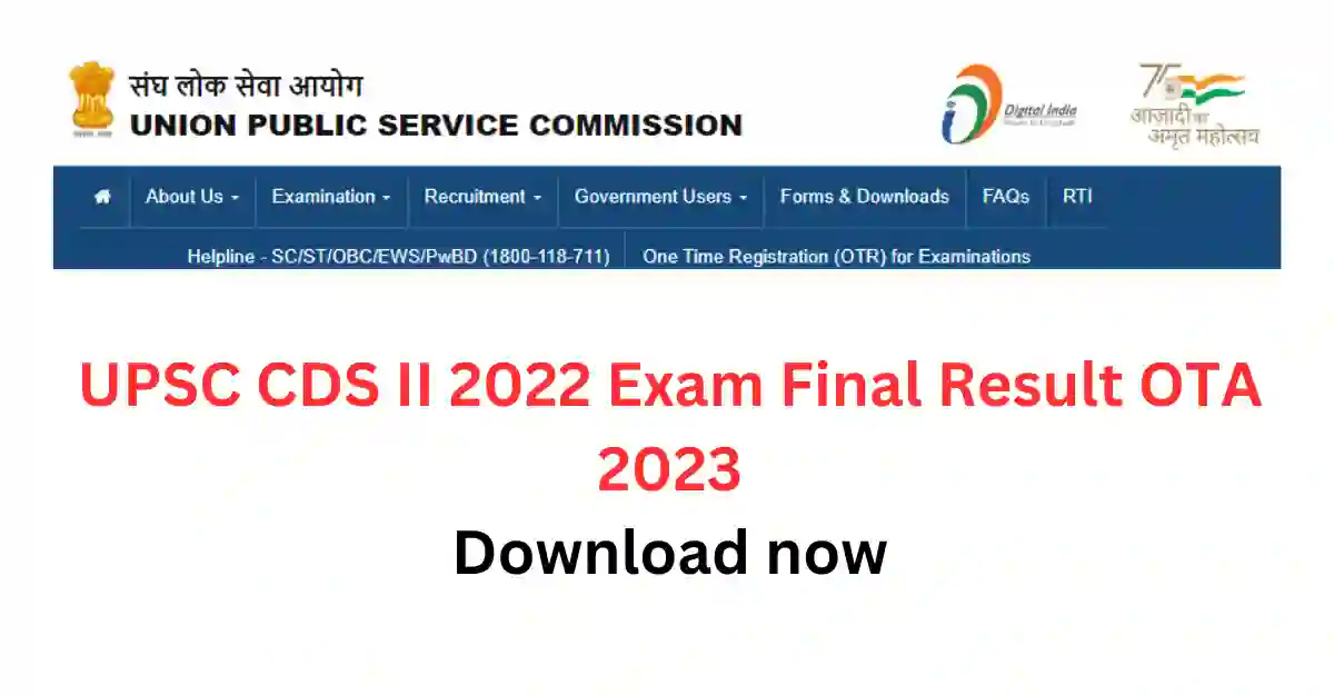 UPSC CDS II 2022 Exam Final Result OTA 2023